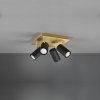 Lampa Sufitowa Czarna Z Złotymi Elementami Oraz Drewnianą Podstawą Tuba Poczwórna Metalowa TRIO MARLEY 802430480